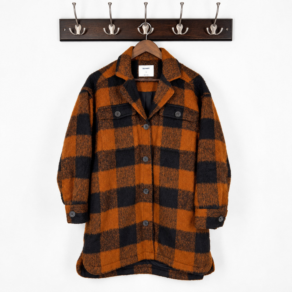 Old Navy Buffalo Chocolate Brown Wool Peacoat Size Small Relaxed Cottagecore